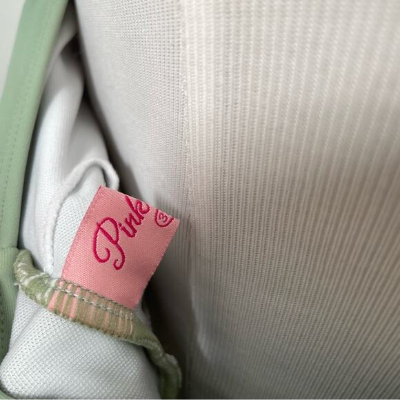 Pink Lily Pastel Mint Green One Shoulder Waist Tie One Piece Swim 3X - Picture 7 of 9